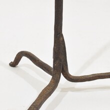 Couple hand forged iron candleholders, Spain circa 1500-1700