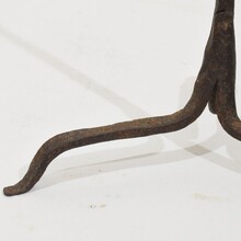 Couple hand forged iron candleholders, Spain circa 1500-1700