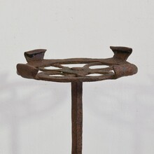 Couple hand forged iron candleholders, Spain circa 1500-1700