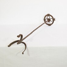 Couple hand forged iron candleholders, Spain circa 1500-1700