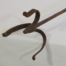 Couple hand forged iron candleholders, Spain circa 1500-1700