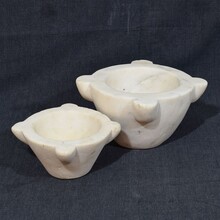 Couple white marble mortars, France circa 1750-1800