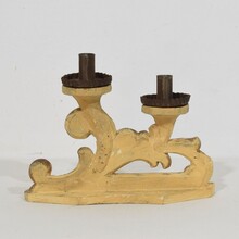 Couple baroque carved wooden and silvered candleholders, Italy circa 1750