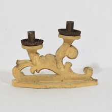 Couple baroque carved wooden and silvered candleholders, Italy circa 1750