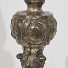 Couple baroque carved wooden candleholders, Italy circa 1750-1800