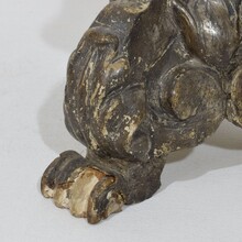 Couple baroque carved wooden candleholders, Italy circa 1750-1800