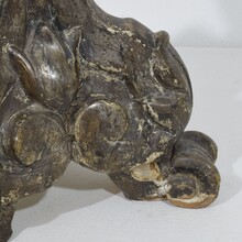 Couple baroque carved wooden candleholders, Italy circa 1750-1800