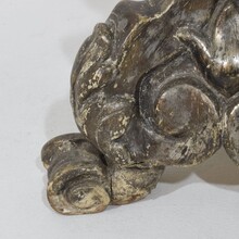 Couple baroque carved wooden candleholders, Italy circa 1750-1800