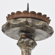 Couple baroque carved wooden candleholders, Italy circa 1750-1800