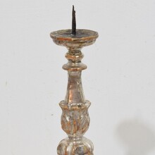 Couple neoclassical silvered wooden candlesticks, Italy circa 1760-1780