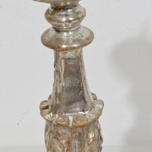 Couple neoclassical silvered wooden candlesticks, Italy circa 1760-1780