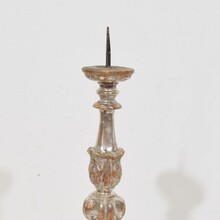 Couple neoclassical silvered wooden candlesticks, Italy circa 1760-1780