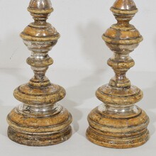 Couple neoclassical silvered wooden candleholders, Italy circa 1750-1800