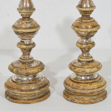Couple neoclassical silvered wooden candleholders, Italy circa 1750-1800