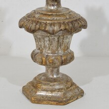 Couple neoclassical silvered wooden candlesticks, Italy circa 1760-1800
