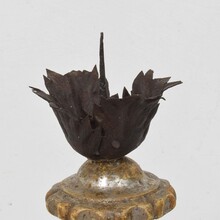 Couple neoclassical silvered wooden candlesticks, Italy circa 1760-1800