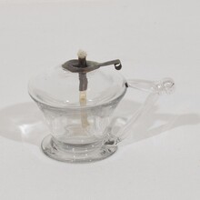 Couple glass weaver oil lamps, France circa 1800-1900