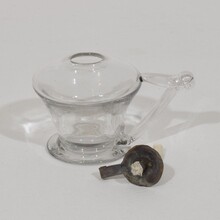 Couple glass weaver oil lamps, France circa 1800-1900