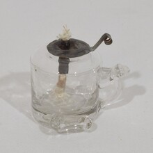 Couple glass weaver oil lamps, France circa 1800-1900