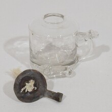 Couple glass weaver oil lamps, France circa 1800-1900