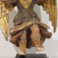 Early hand carved wooden baroque angel, Spain circa 1650-1700