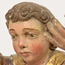 Early hand carved wooden baroque angel, Spain circa 1650-1700