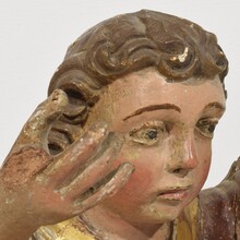Early hand carved wooden baroque angel, Spain circa 1650-1700