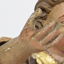 Early hand carved wooden baroque angel, Spain circa 1650-1700