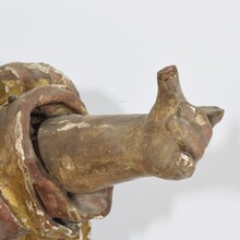 Early hand carved wooden baroque angel, Spain circa 1650-1700