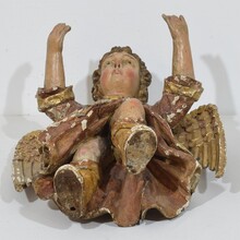 Early hand carved wooden baroque angel, Spain circa 1650-1700