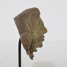 Weathered oak renaissance angel head fragment, France 16/17th century