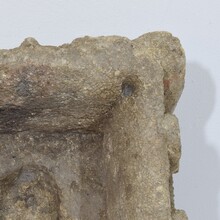 Gothic hand carved stone mortar with coat of arms, France circa 1550-1600