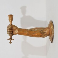 Baroque carved giltwood arm waal sconce candleholder, France circa 1650-1700