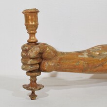 Baroque carved giltwood arm waal sconce candleholder, France circa 1650-1700