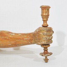 Baroque carved giltwood arm waal sconce candleholder, France circa 1650-1700