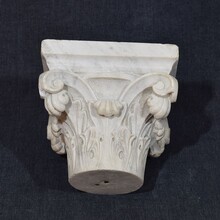 Carved white marble neoclassical capital, France circa 1780-1820