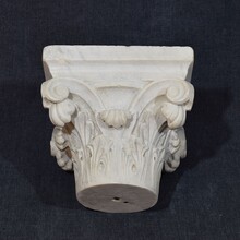 Carved white marble neoclassical capital, France circa 1780-1820