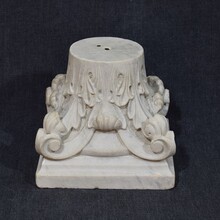 Carved white marble neoclassical capital, France circa 1780-1820