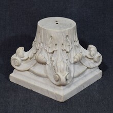 Carved white marble neoclassical capital, France circa 1780-1820