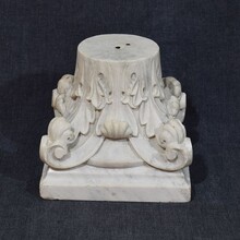 Carved white marble neoclassical capital, France circa 1780-1820