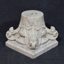 Carved white marble neoclassical capital, France circa 1780-1820