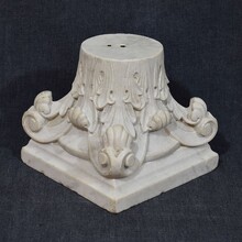 Carved white marble neoclassical capital, France circa 1780-1820