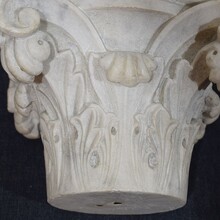 Carved white marble neoclassical capital, France circa 1780-1820