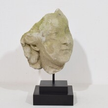 Carved stone head fragment, France circa 1750