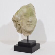 Carved stone head fragment, France circa 1750
