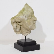 Carved stone head fragment, France circa 1750
