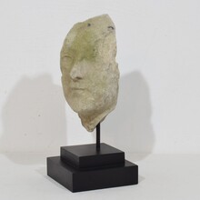 Carved stone head fragment, France circa 1750