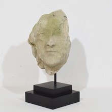 Carved stone head fragment, France circa 1750