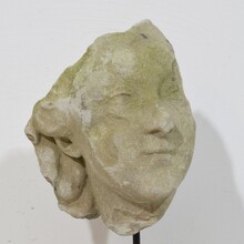 Carved stone head fragment, France circa 1750