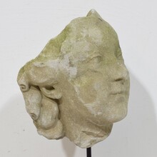Carved stone head fragment, France circa 1750